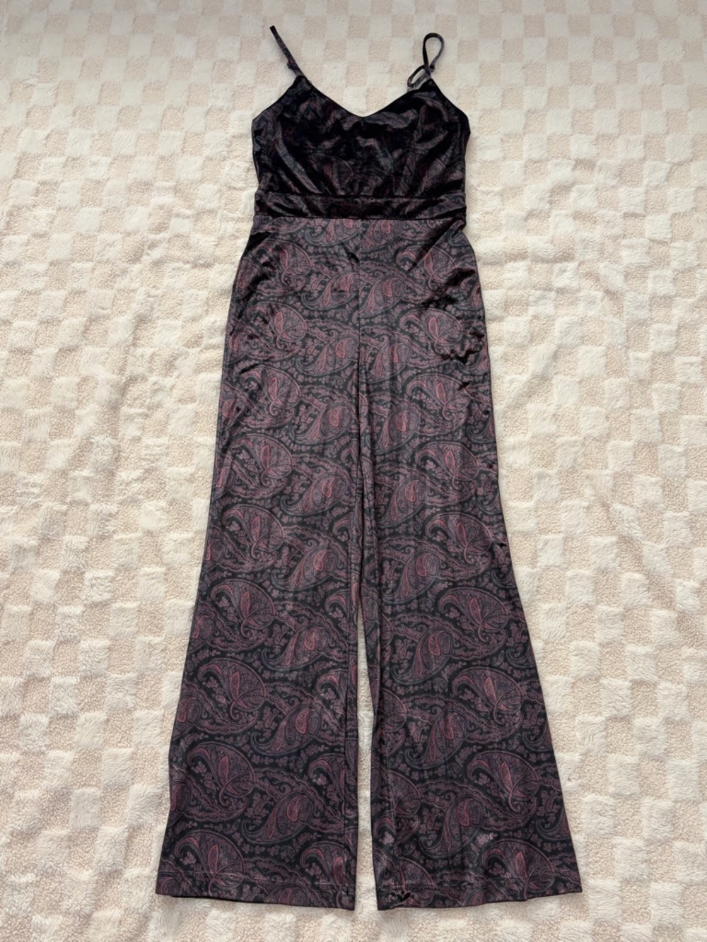 CHASER Sleeveless Wide Leg Velvet Material Jumpsuit